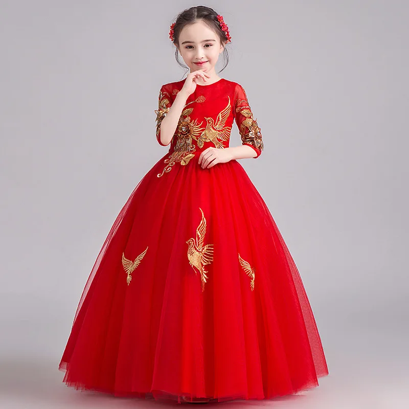 2020 новое платье с вышитыми цветами для девочек высококачественное свадебное