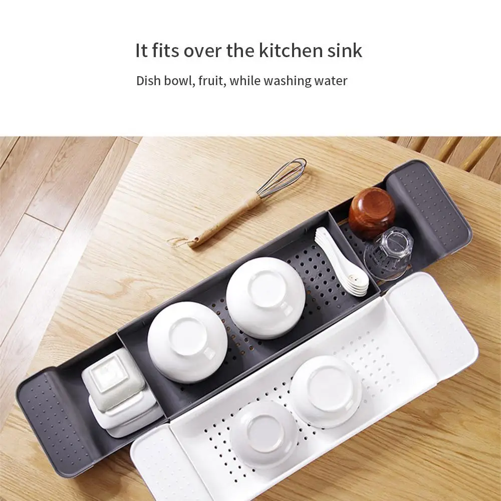 

Retractable Bathtub Storage Rack Bath Tray Shelf Tub Multi-Function Bathroom Tools Towel Storage Shelf Kitchen Sink Drain Holder