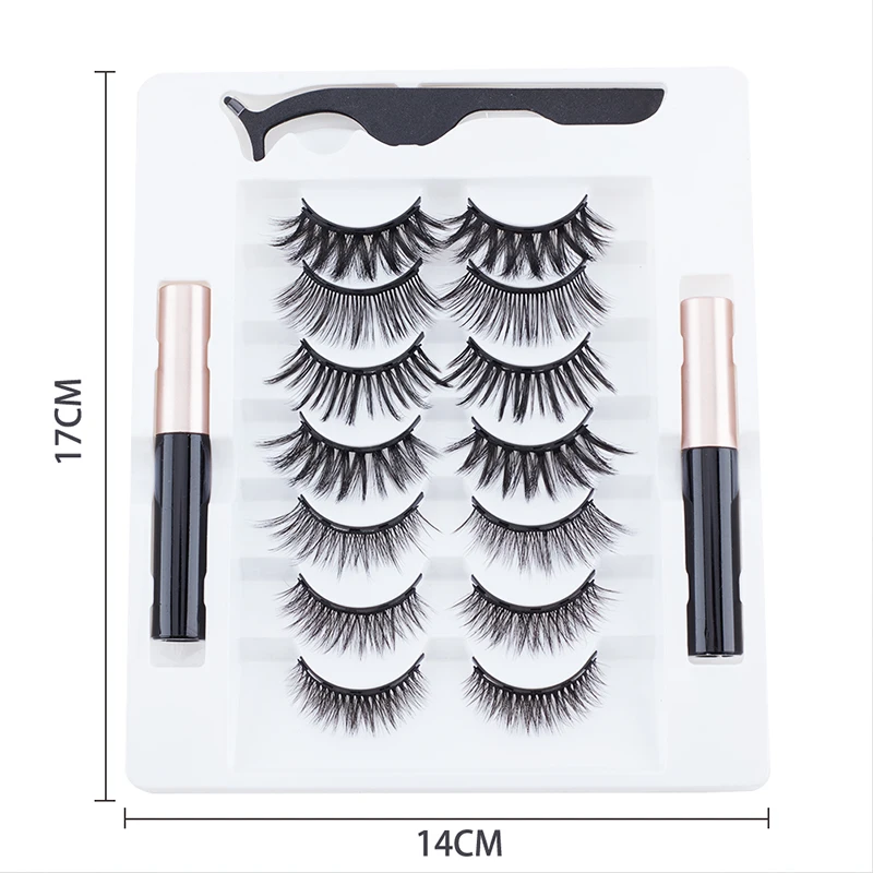 

3D Magnetic Eyelashes natural look and Eyeliner Set False Eyelashes Magnet Extension Liquid Eyeliner Set magnetic lashes 7Pairs