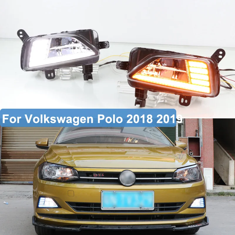 2 шт. для Volkswagen vw Polo 2018 2019 светодиодный ные дневные ходовые огни Противотуманные