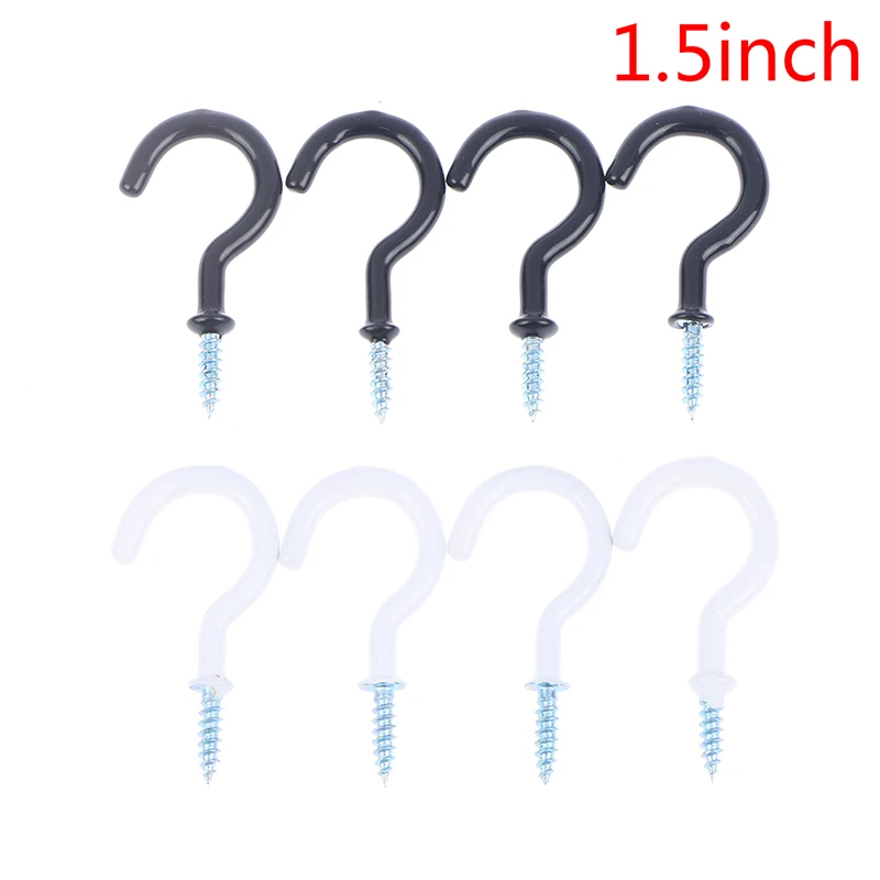 

10pcs/Set Coated Plant Picture Hanger 55mm Plastic Cup Screw Hook Jewelry Holder Iron Hooks For Hanging Lights Curtains