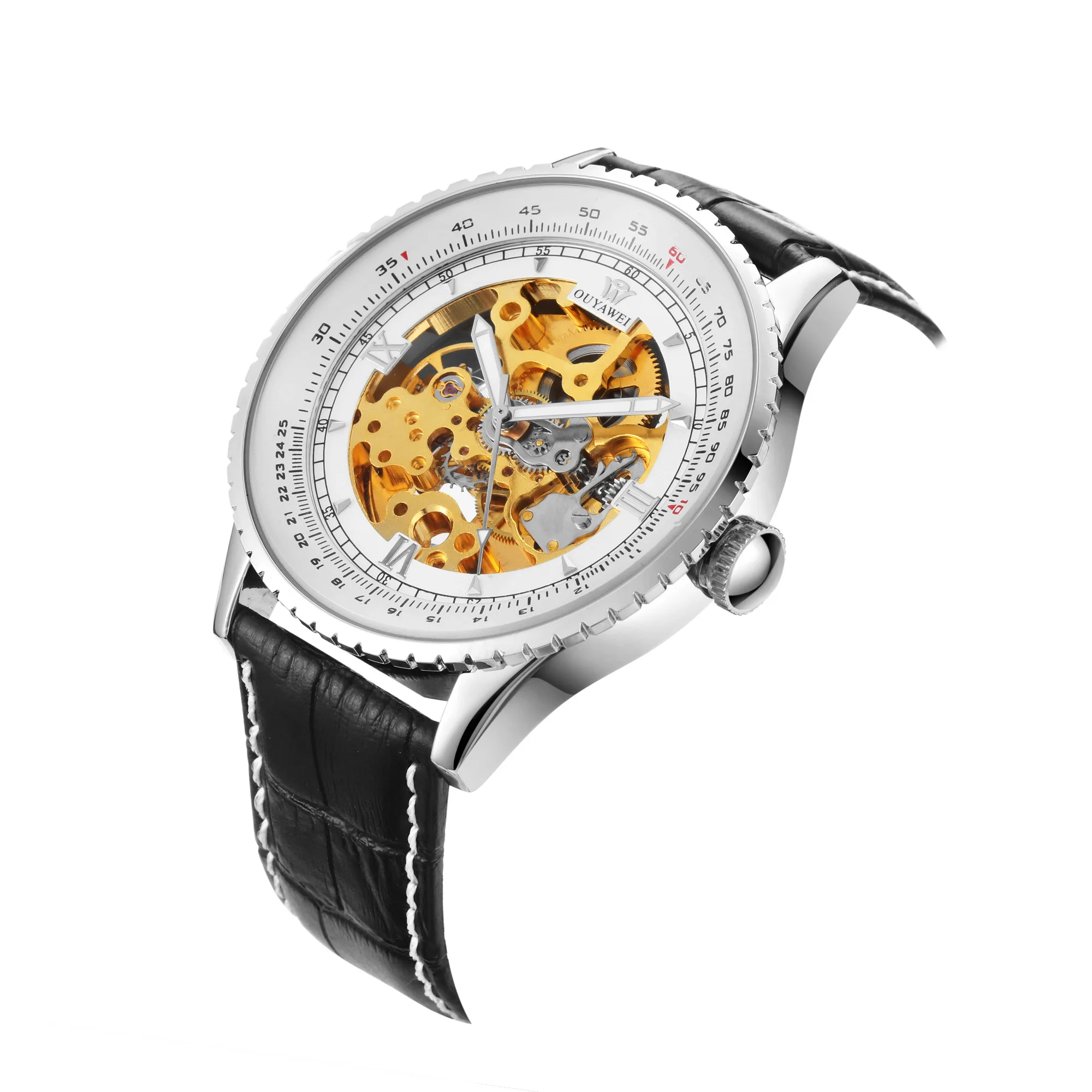 

Luxury Self-Wind Automatic Mechanical Wrist Watch Casual Leather Military Men's Watch Clock Men Big Dail OYW-1335