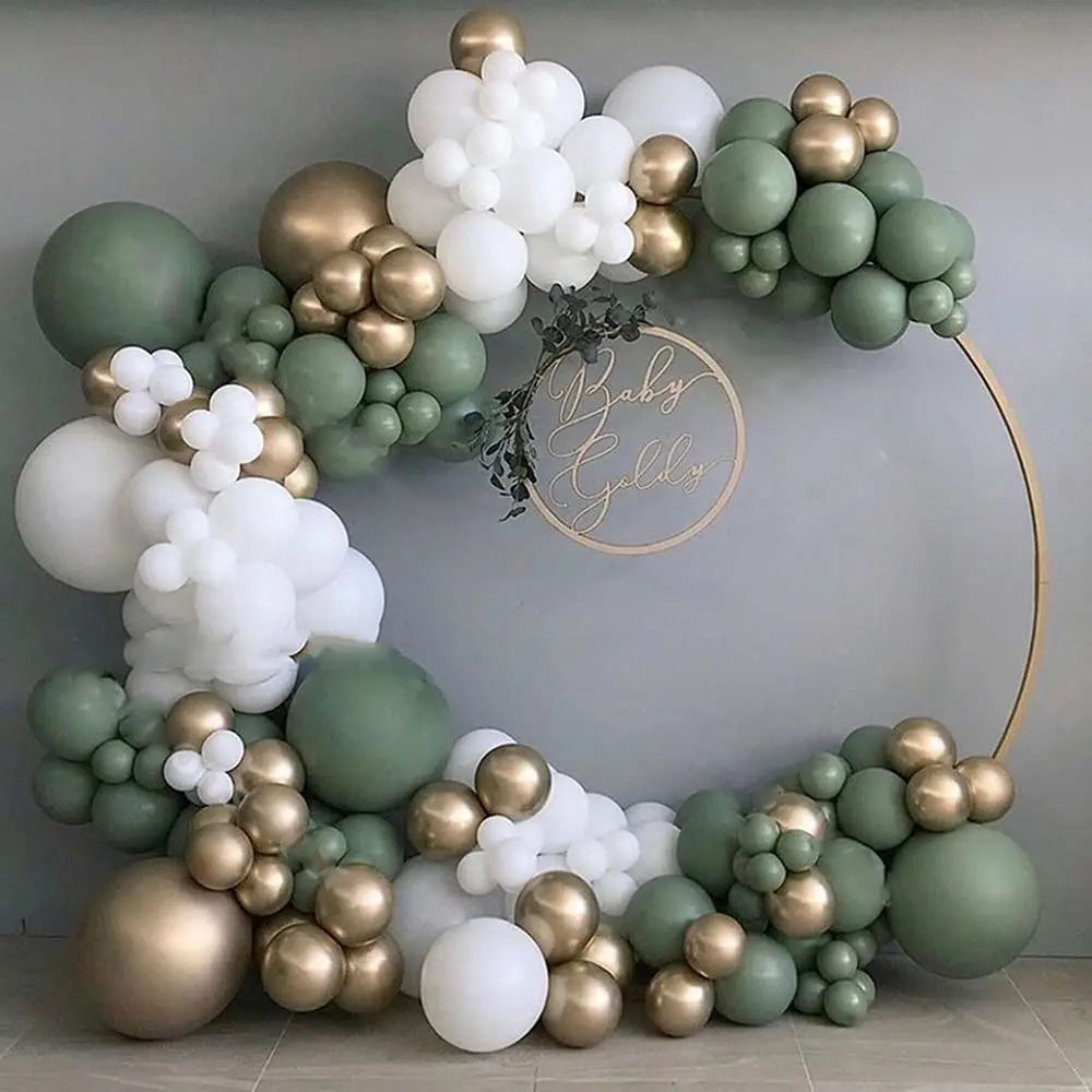 137Pcs/set Retro Green White Balloons Garland Chrome Gold Balloon Chain Arch for Baby Shower Bridal Wedding Party De | Дом и сад
