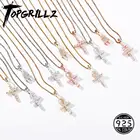 TOPGRILLZ Стерлинговое Серебро 925 пробы Маленькая подвеска на щиколотке с крестиком из Кубического циркония женское ожерелье персонализированное модное ювелирное изделие подарок