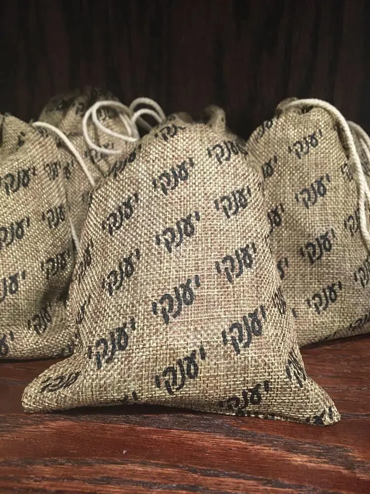 Изготовленный на заказ из натурального льна подарочные пакеты для украшений 8x10