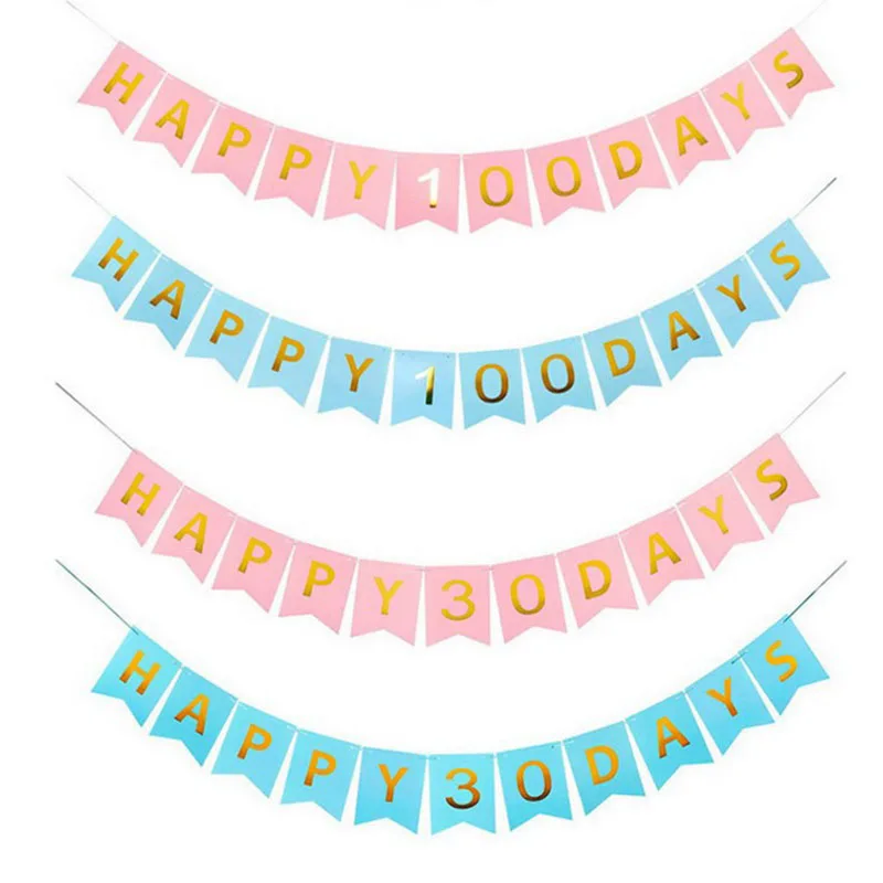 1 комплект Бумага баннер для маленьких мальчиков девочка с днем рождения 100 дней