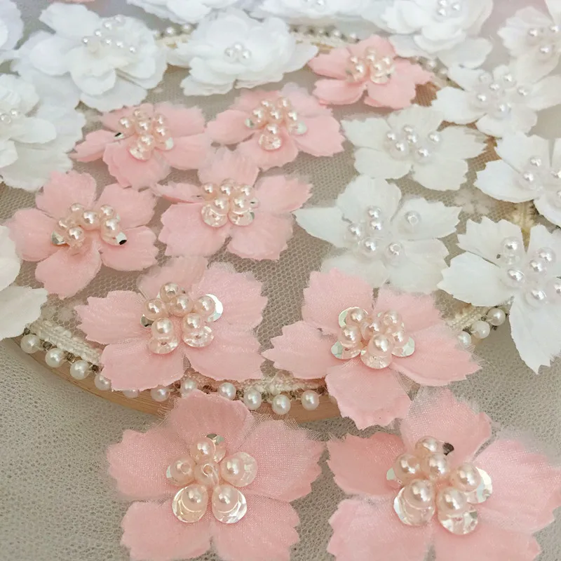 

20-50 шт./упак. Многоцветный 3D Бисер Кружева цветок свадебный головной убор сумка украшение одежды ручной работы Diy аксессуары RS2766