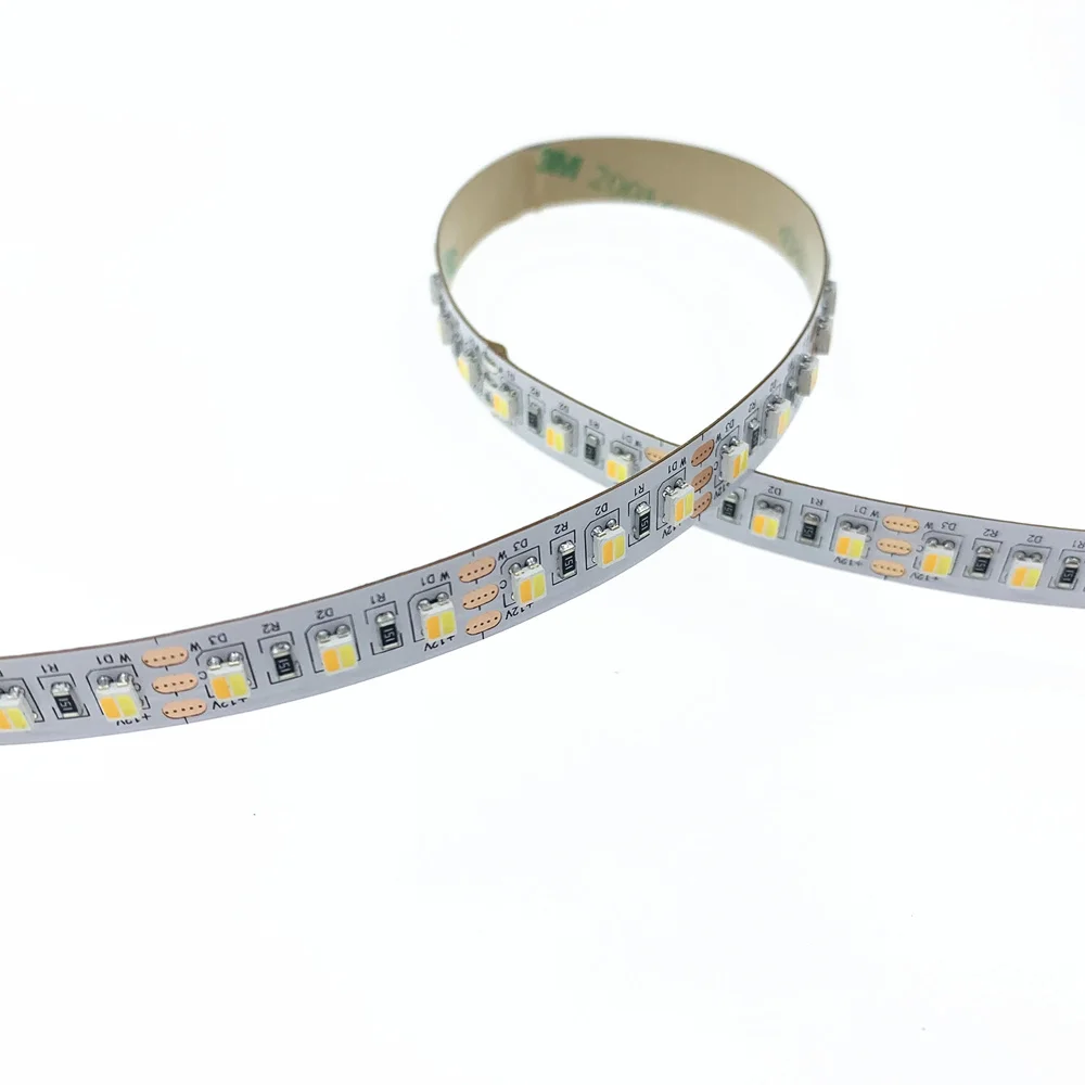 SMD3528 цвет температура регулируемые и светодиодные с регулируемой яркостью DC12V WW+ CW 2 цвета в 1 светодиод CCT светодиодные ленты 120 светодиодный s/m 19,2 Вт/м 5 м/катушка