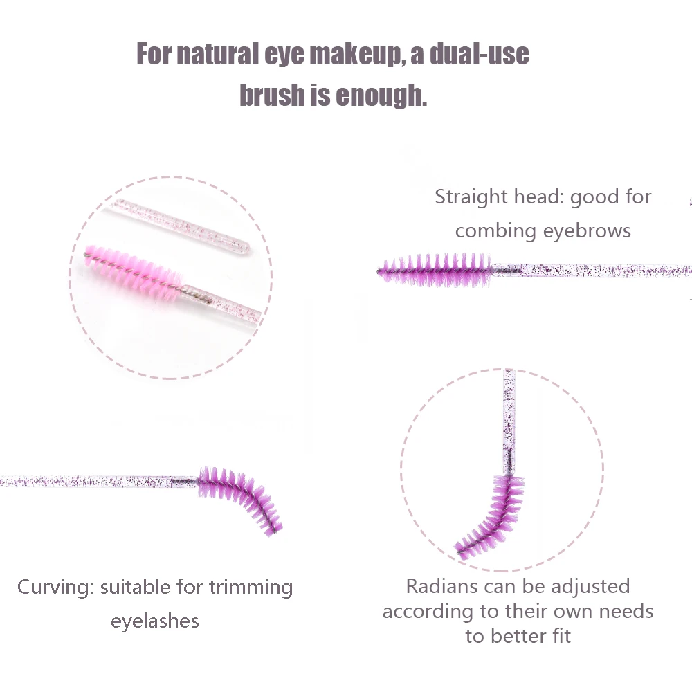 50 Shiny Disposable Eyelash Applicators Brush Mascara Applicator Eyebrow Comb Wand Wire Makeup | Красота и здоровье