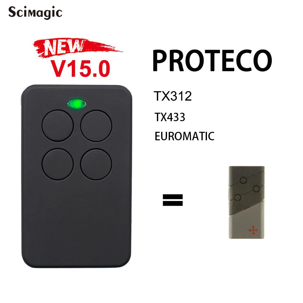 Для PROTECO TX312 TX433 EUROMATIC Открыватель гаражных дверей 433 МГц пульт дистанционного