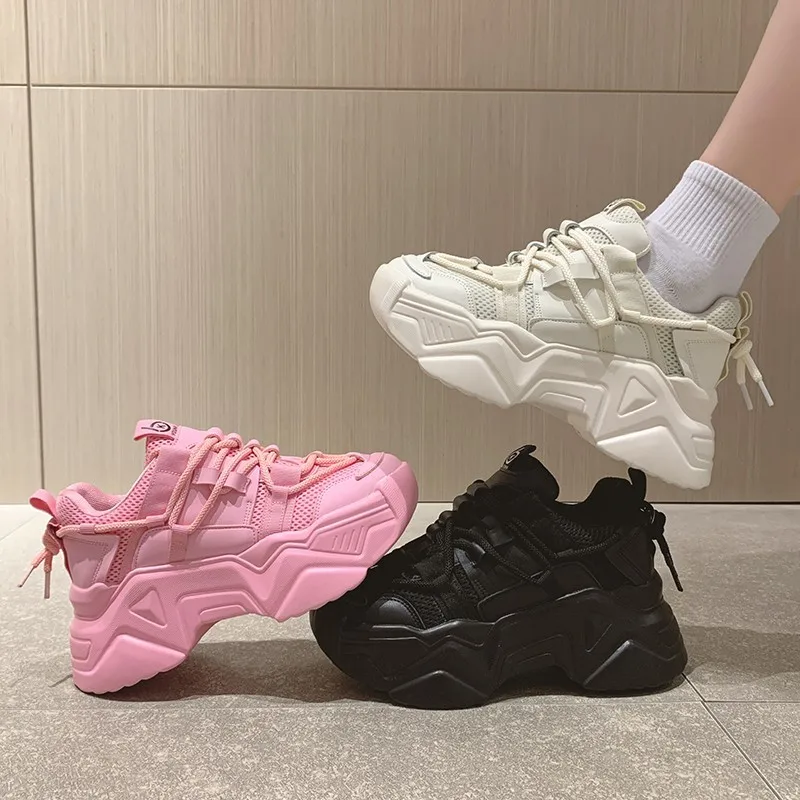 

Женские кроссовки на массивной вулканизированной подошве, розовые кроссовки на платформе, повседневная обувь для тренировок, лето 2021