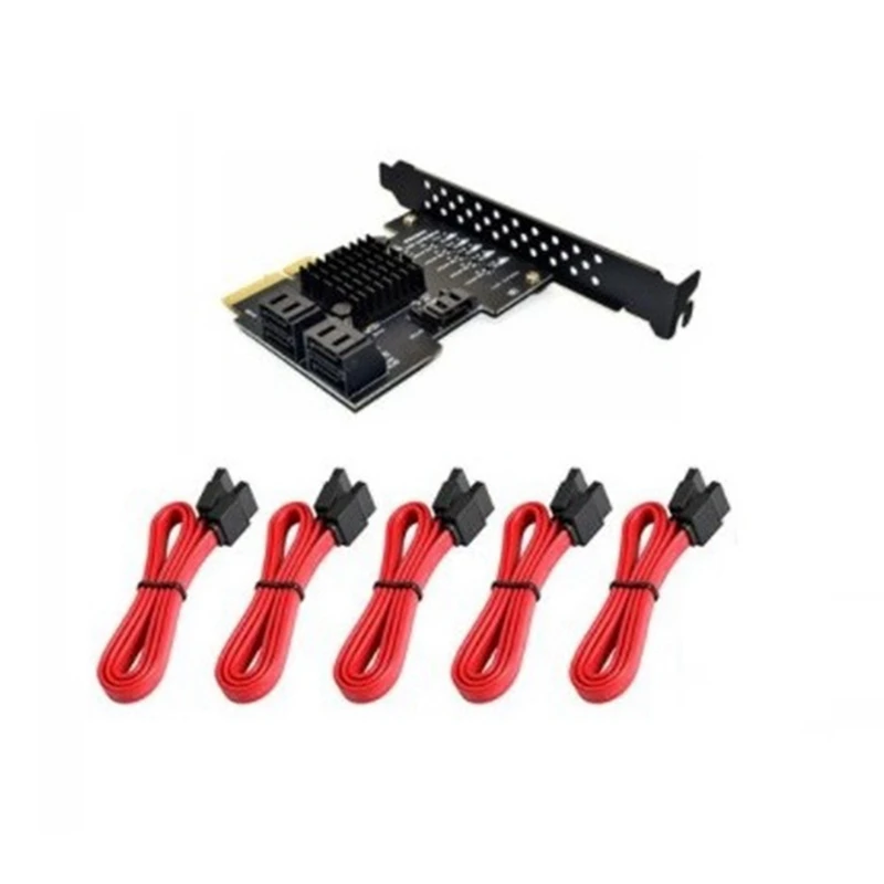 

PCIE SATA плата расширения PCIE 1X на 5-портовый SATA3.0 6 Гбит/с SATA III многопортовый жесткий диск адаптер карта расширения для компьютера