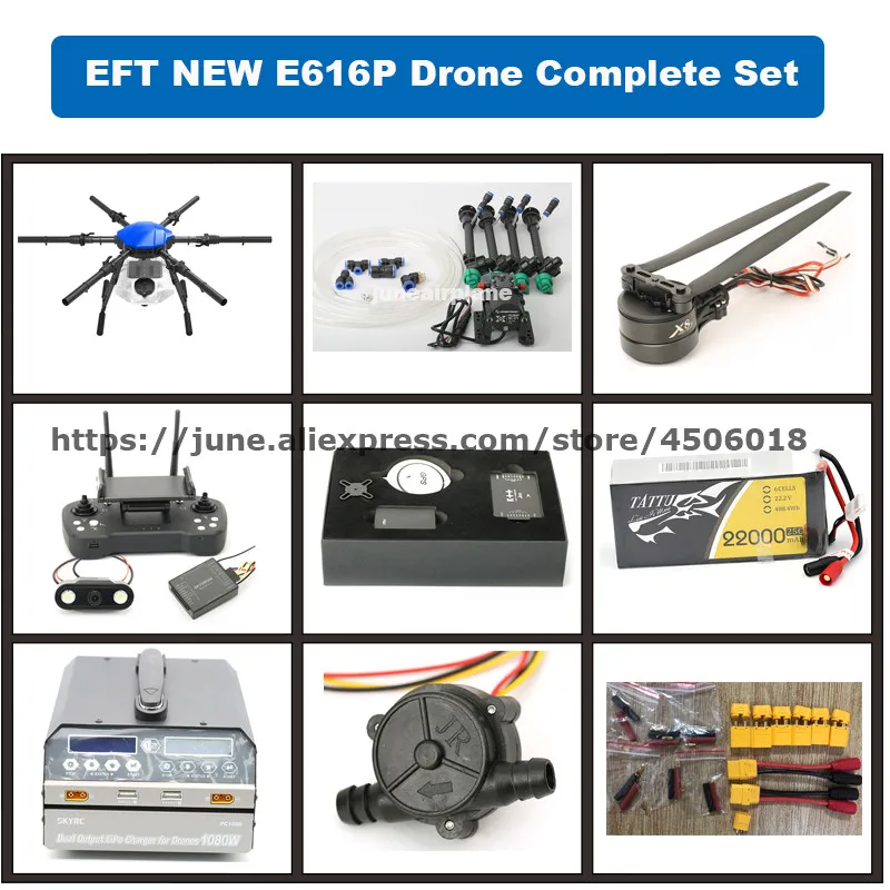 

New Design EFT 616P Agricultural Spraying drone E616S 16KG 35mm 40mm Folding Wheelbase Frame With JIYI K++ Flight Control