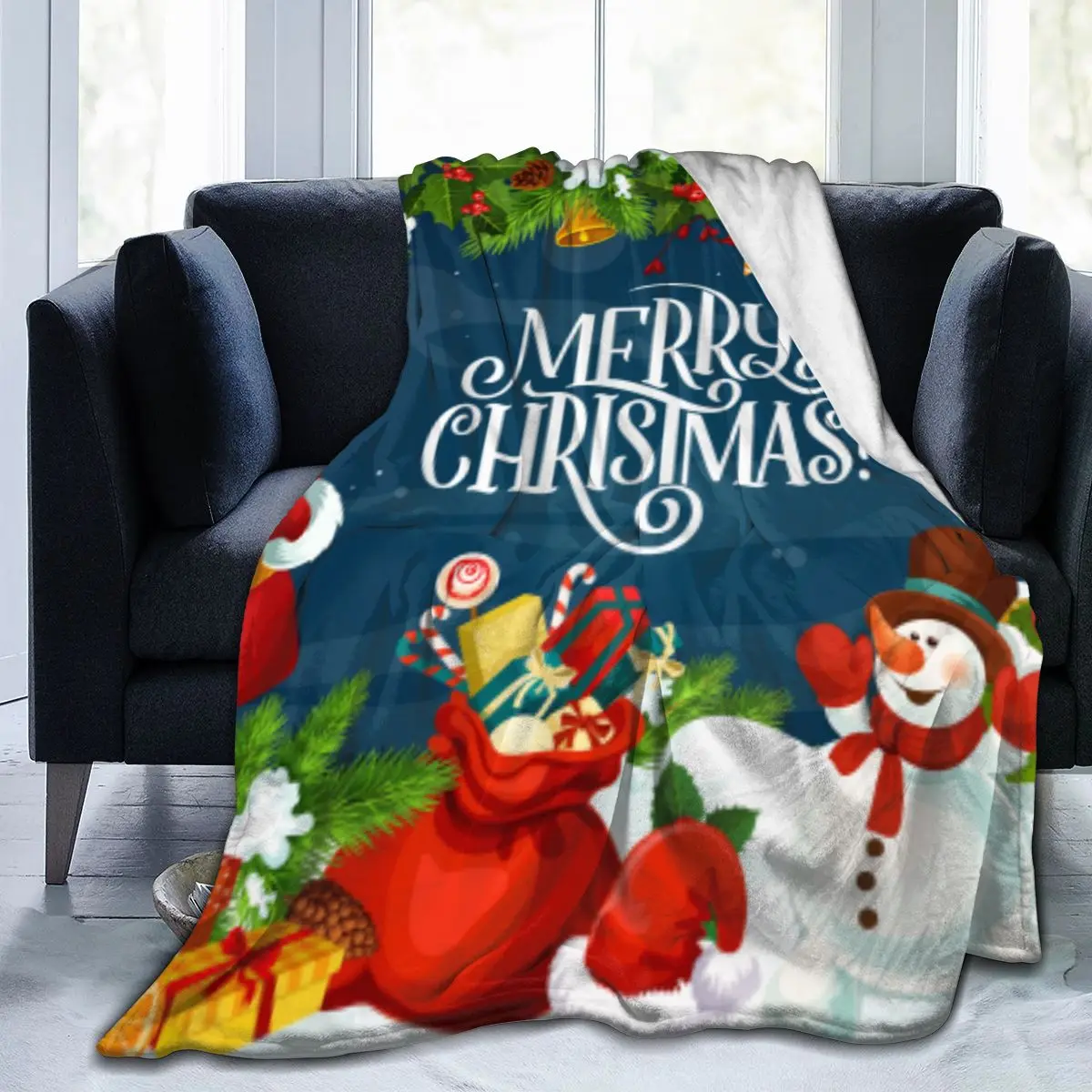 

Merry Christmas Pinetree Santa Claus Warm Cozy Fleece Blanket For Kid Adult Xmas Dropship Wholesale Winter Flannel Throws
