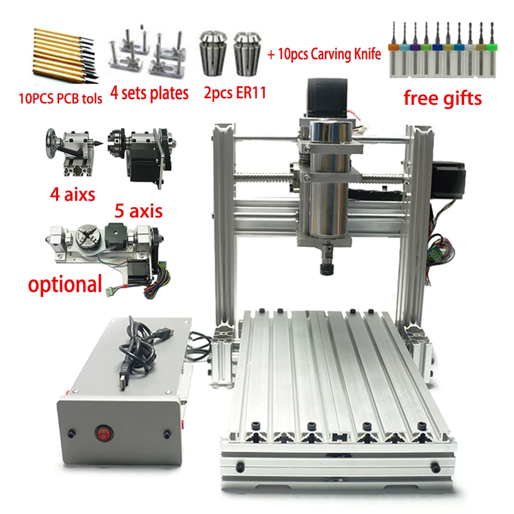 DIY LY CNC маршрутизатор 3020 3 4 5 осевой деревообрабатывающий станок фрезерный