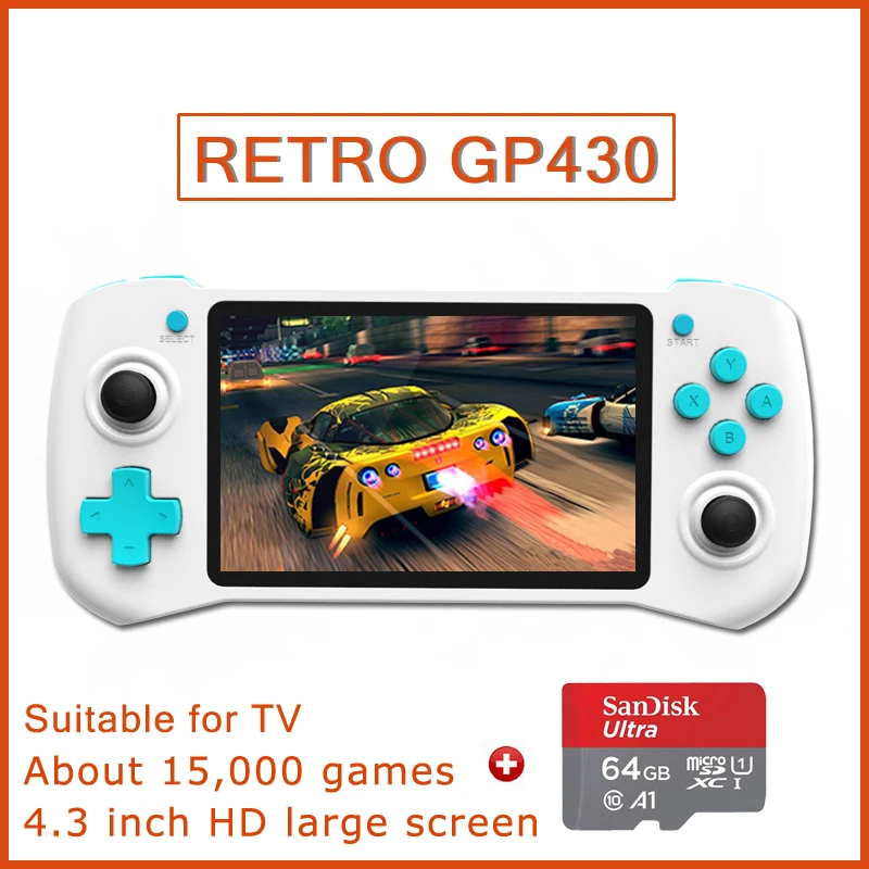 GP430 новая игровая консоль 4 3 дюймовый IPS экран Raspberry Pi для PS1/PSP/N64 ретро портативный