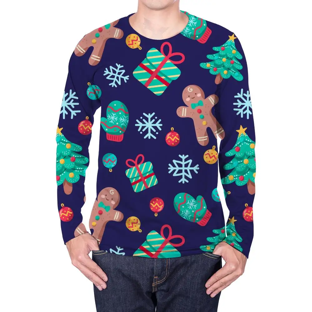 

Женская рубашка KYKU, белая рубашка с длинным рукавом и 3D-принтом в виде рождественской елки, в стиле панк-рок, хип-хоп, лето 2019