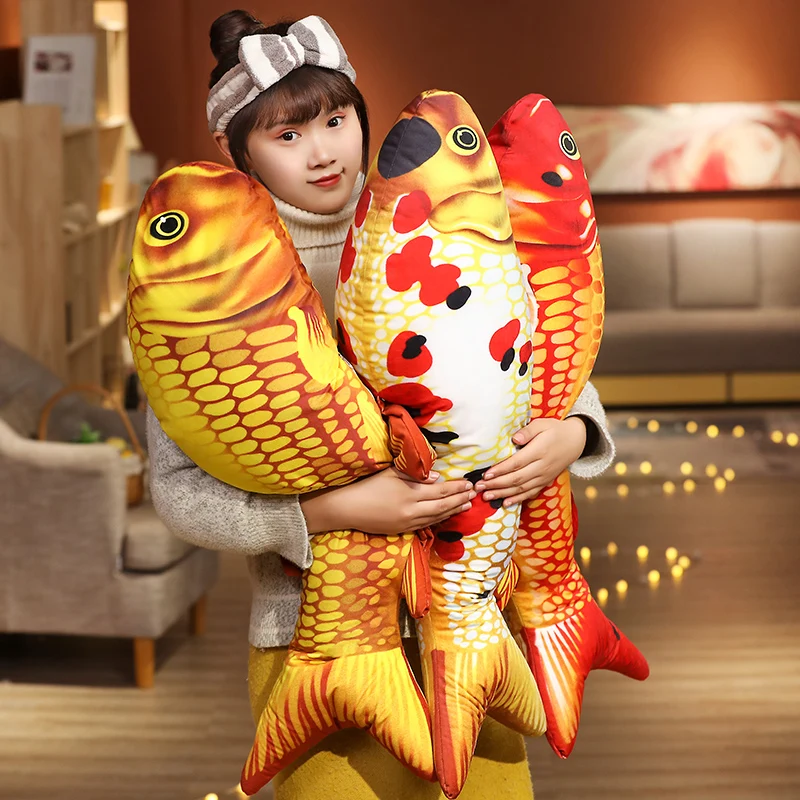 80/100cm Cute Lifelike Carp Koi Clownfish Plush Toys Stuffed Lovely Animals Pillow Fish Soft Doll For Girls Kids Birthday Gifts - купить по