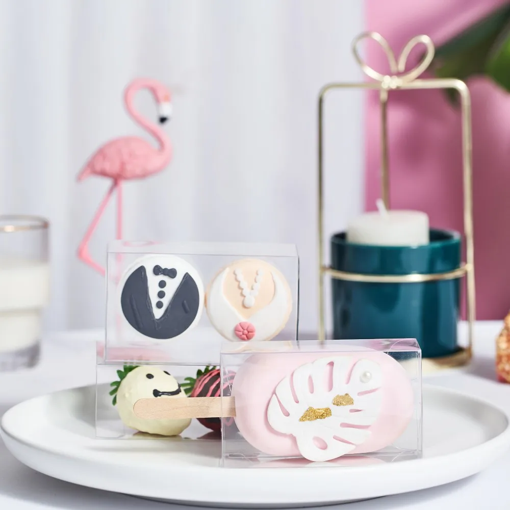 Cajas de pl&aacute;stico transparente con agujero para dulces, embalaje para Celebraci&oacute;n de beb&eacute;, recuerdo de fiesta de cumplea&ntilde;os-3