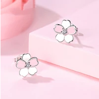 925 Sterling Silver Stud Earrings High Quality Woman Fashion Jewelry New Flower Zircon Crystal Hot Sale Earrings Luxury Brand
