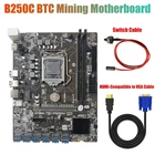 Материнская плата B250C для майнинга с HD-кабелем VGA + кабель переключения 12 PCIE на USB3.0 слот GPU LGA1151 поддержка DDR4 RAM для BTC