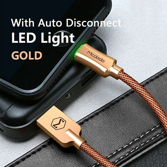 Шампанское MCDODO автоматическое отключение USB кабель Быстрая зарядка USB зарядное устройство кабель для передачи данных для iPhone 11 Pro X Xs Max Xr 8 7 6 6S Plus 5 телефонный шнур - Цвет: Шампанское