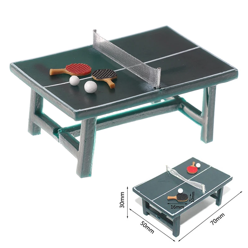 

1/12 Dollhouse Table Tennis Ball Mini Ping Pong Table With Balls Rackets Doll House Decoration