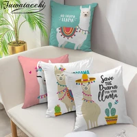 fuwatacchi cartoon cushion cover animal alpaca print pillows cover polyester pillowcase for home sofa decorative pillows 4545cm