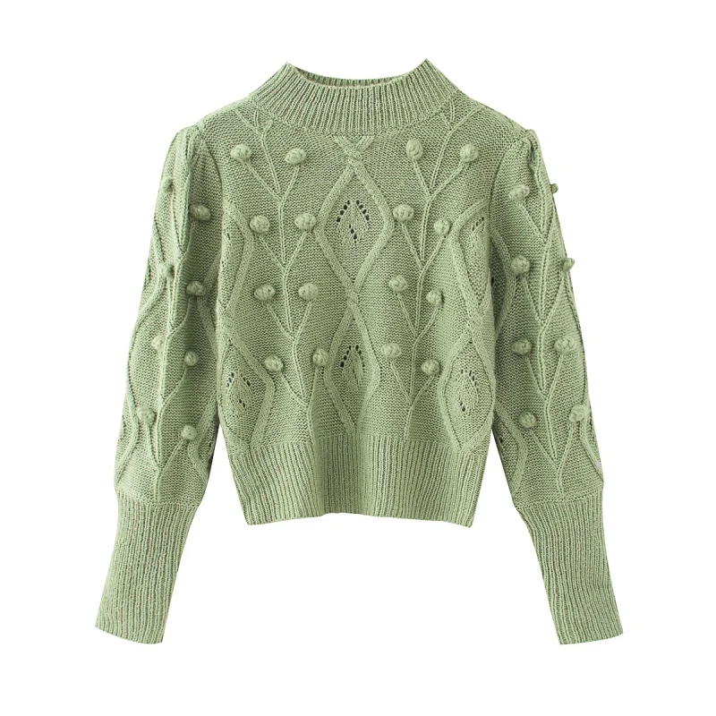

Women Elegant Green Sweaters Vintage 2020 Fashion Ladies Knitted Short Pullovers Casual Female Cute Girl Korean Harajuku Sweater