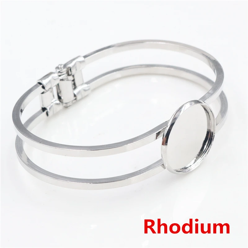 Высокое качество 20 мм посеребренный родиевый бронзовый браслет базовый пустые