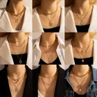 Женское многослойное ожерелье Tocona, цепочка с подвесками в богемном стиле, декор сердце, звезда, ананас, сплав, геометрический дизайн