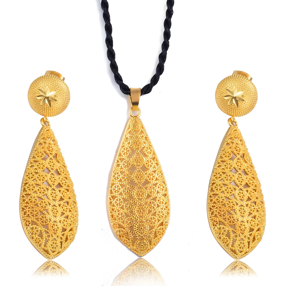WANDO 24 К золотой цвет ecklace эфиопские серьги Ювелирные наборы Эфиопский нигерийский Свадебный невесты Эритрейская цепочка африканские ювелирные изделия