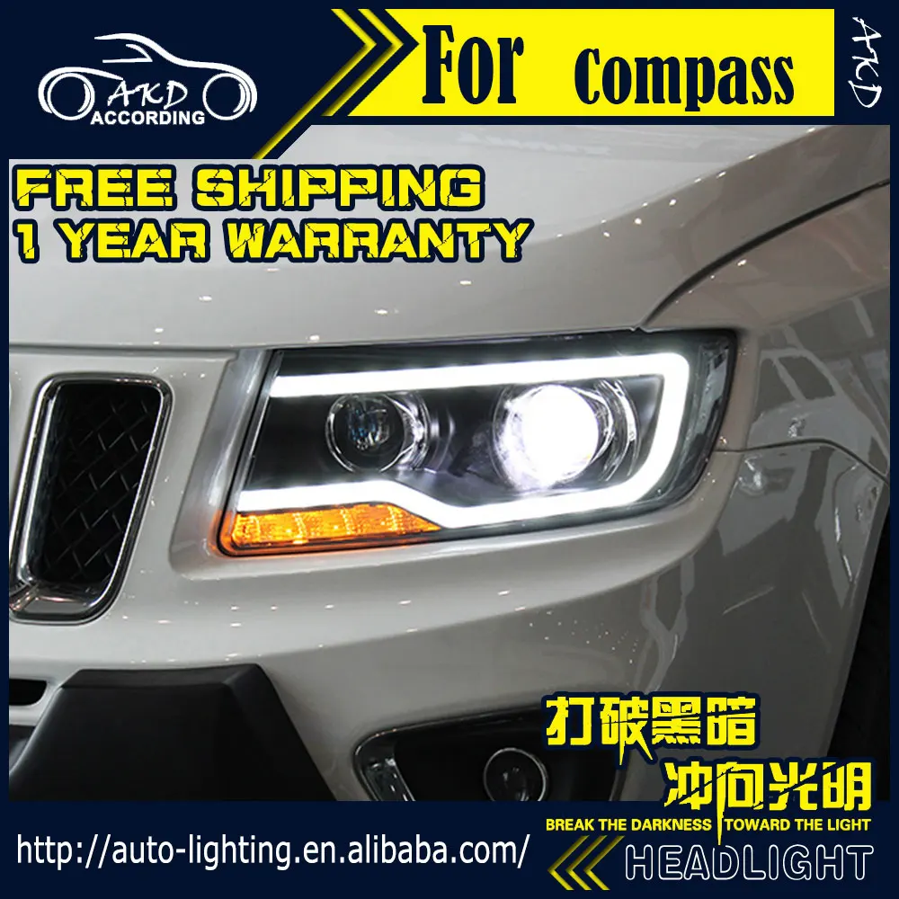 AKD автостайлинг фара в сборе для Jeep Compass фары 2012 2016 светодиодная Grand Cherokee DRL