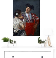 vintage style offering the panel to bullfighter painting premium wall art canvas printing decor for living room bedroom