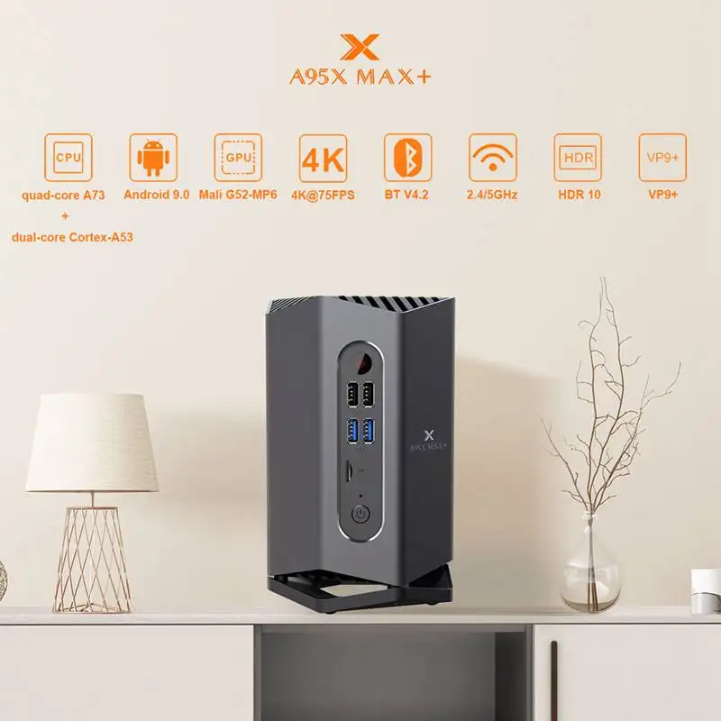ТВ-приставка A95X Max Plus Android 9.0 Amlogic S922X 4 Гб RAM 64 ГБ ROM 5G Wi-Fi BT 2 с датчиком геймпадом bluetooth