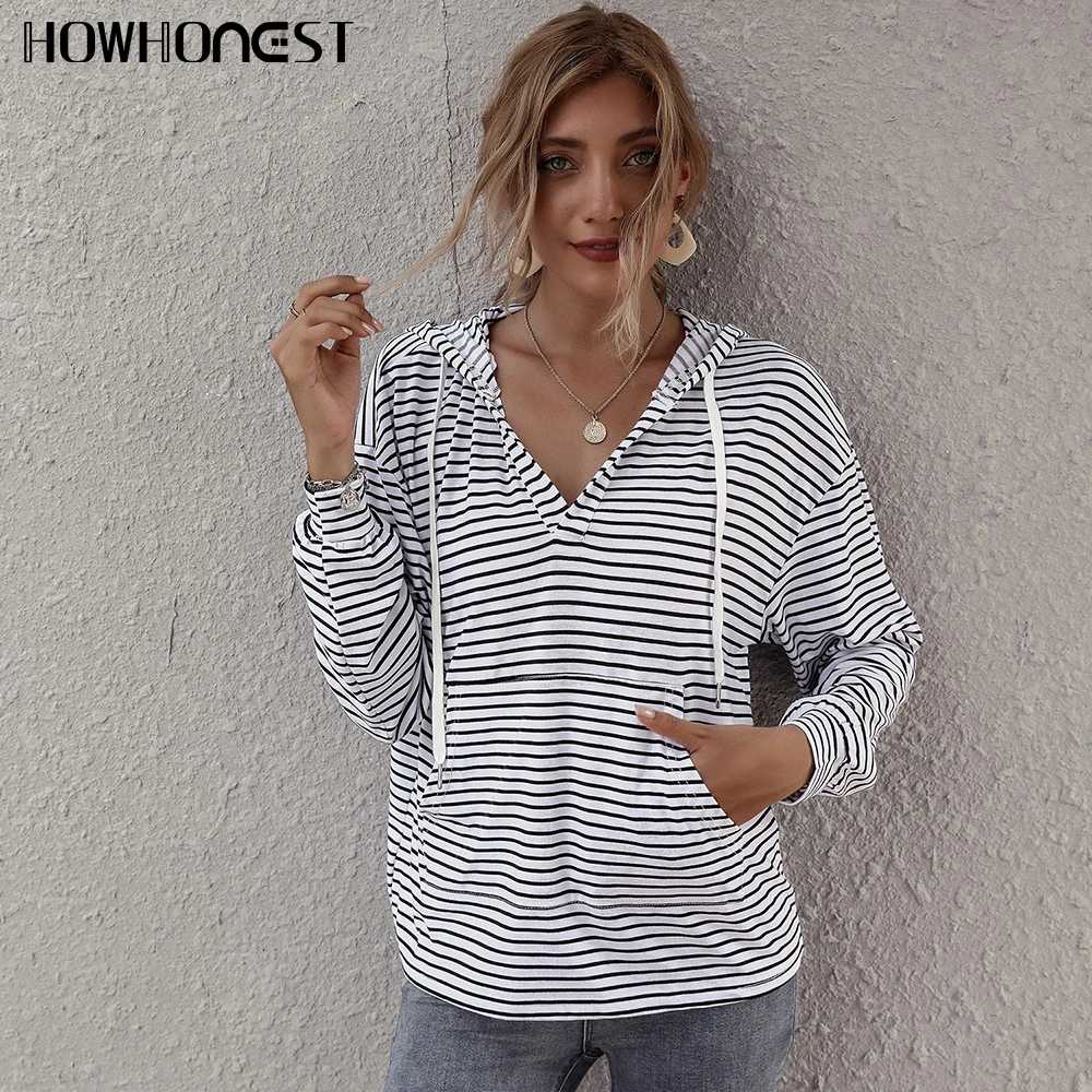 

Женский свитшот, полосатый топ, Свободный свитшот с капюшоном, женские пуловеры, толстовки, спортивный костюм, женская спортивная одежда, то...