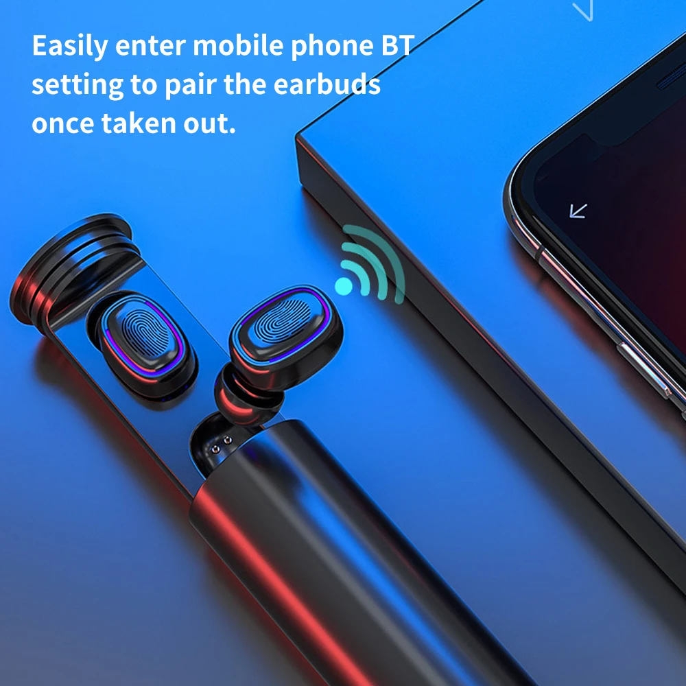 Hi fi стерео звуковые гарнитуры истинные беспроводные с зарядным боксом сенсорное