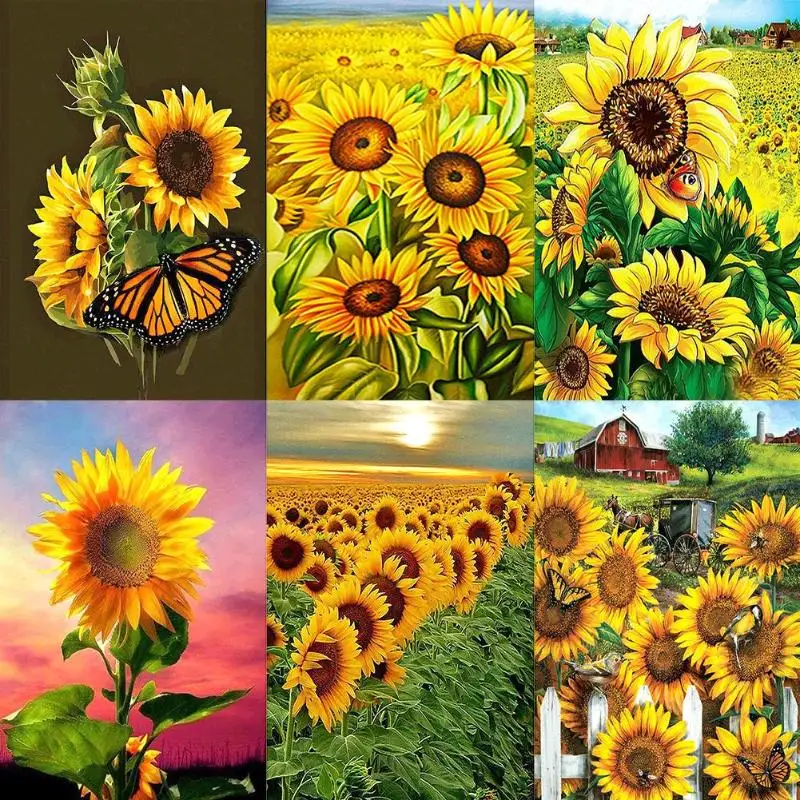 5D DIY полное сверло алмазное Рисование Подсолнечник/бабочка вышивка крестом