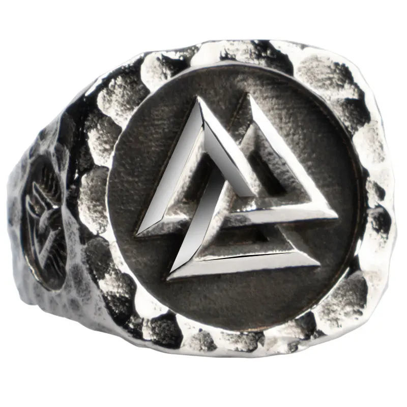 

Valknut Viking rings for man Vintage stainless steel Punk ring fashion jewelry hippop mygrillz