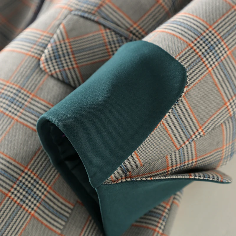 

2020 New Fashion Business Interview Plaid Suits Women Work Office Ladies Long Sleeve Spring Casual Blazer