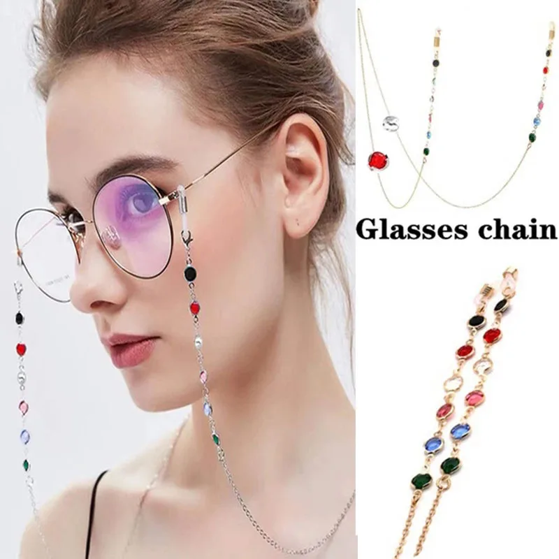 

Fashion Sunglasses Women Chain Color Diamond Metal Chain Casual Rhinestone Beaded Presbyopic Glasses Chain Women