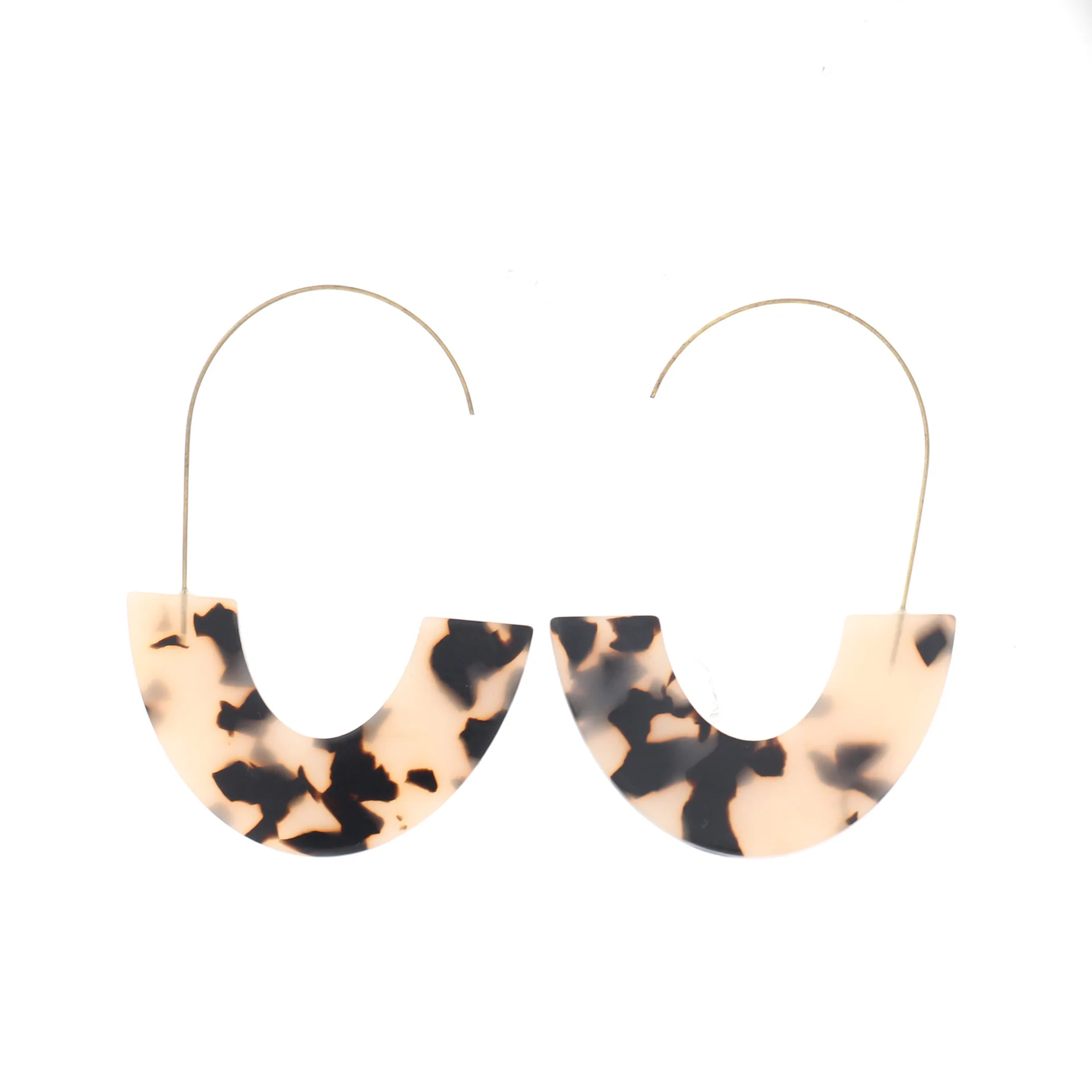

European and American fashion earrings combination long semi circle acrylic camouflage Earrings exaggerated personality Earrings