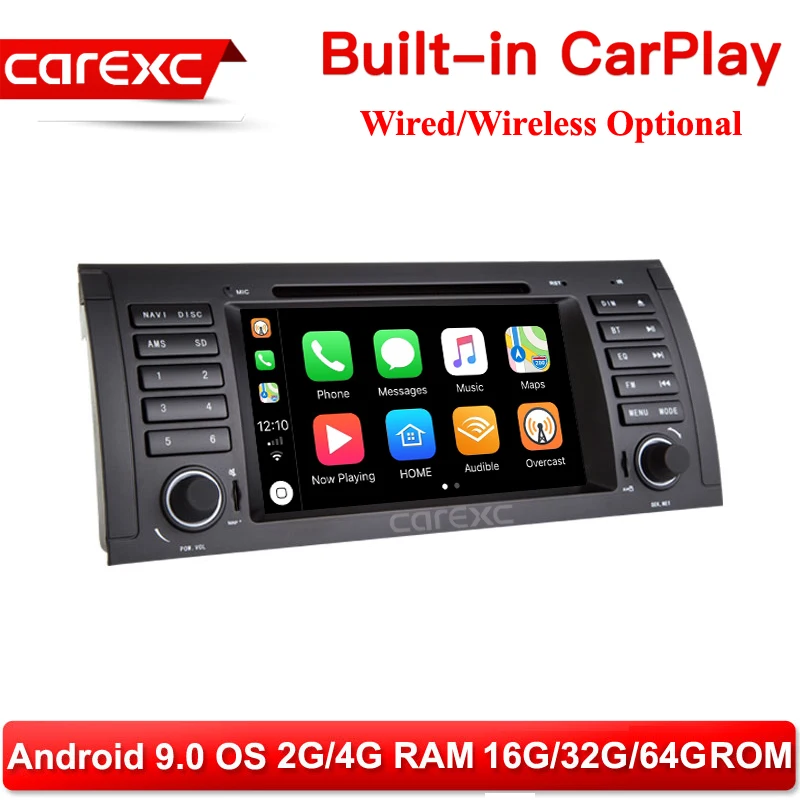 Автомагнитола CarExc One Din Android 9 0 поддержка беспроводной CarPlay для bmw 520i 525i 528i 530i 535i 540i