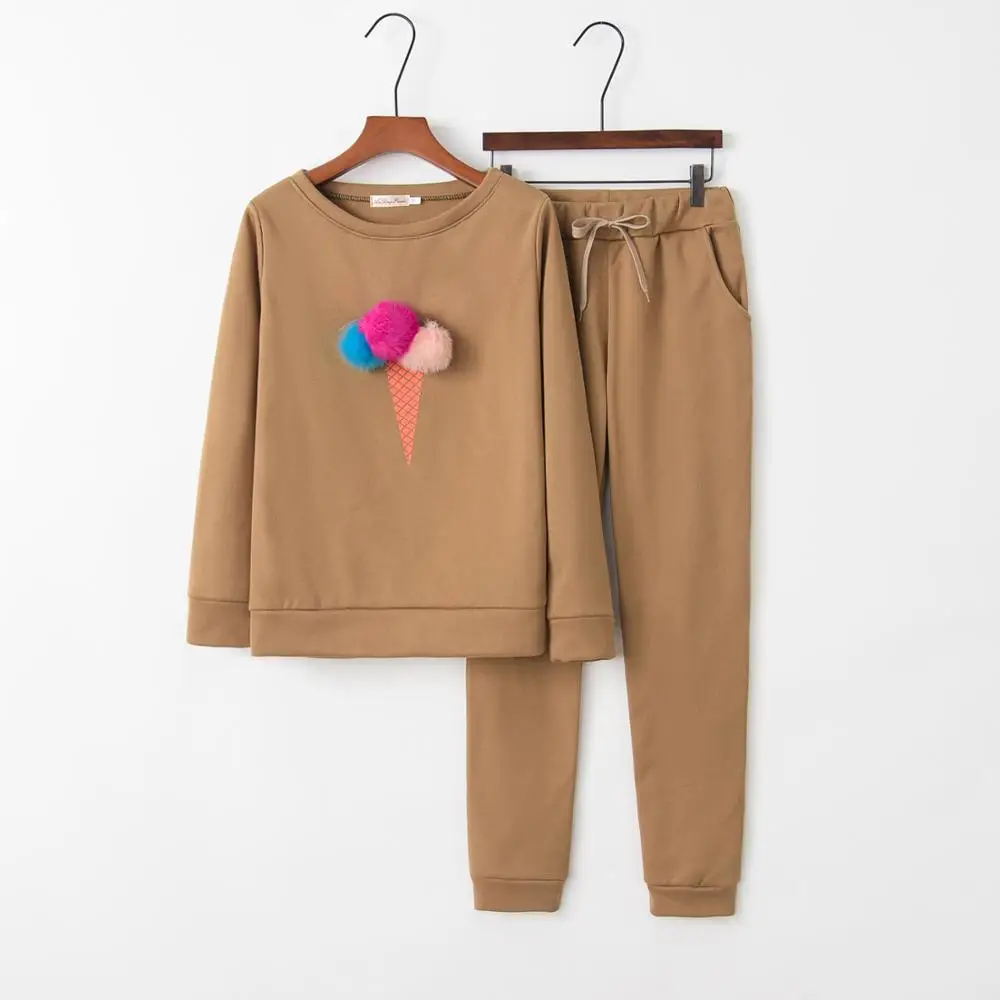 

Ice cream 2020 Autumn Winter New Design Fashion Hot Sale Suit Set Women Tracksuit Two-piece Style Outfit Sweatshirt Sportwear