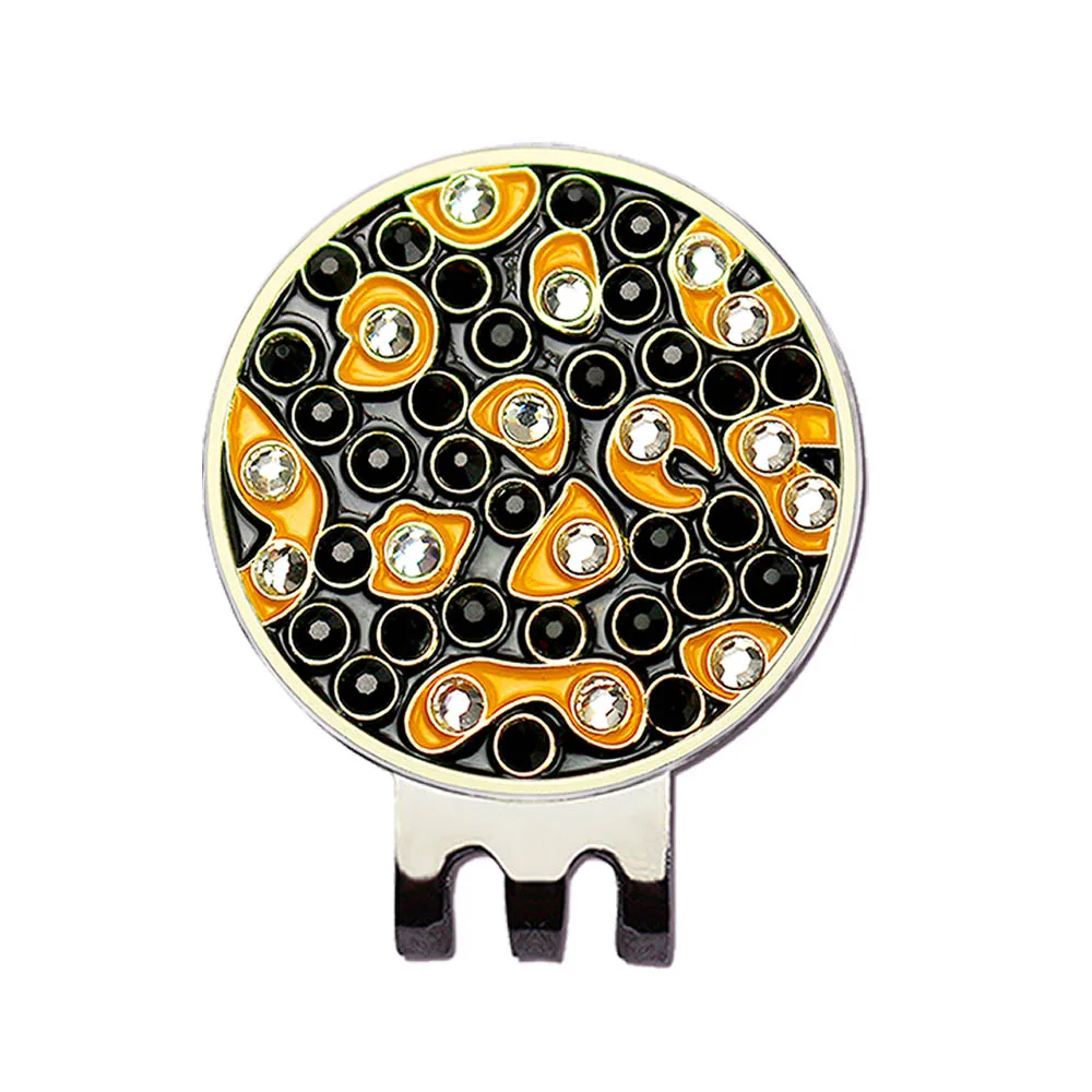 black brown PINMEI Embossied отметка для мяча для гольфа шляпа клип набор Bling Гольф-маркер с магнитом крышка клип набор Гольф аксессуары Подарки для леди детей - Цвет: black brown