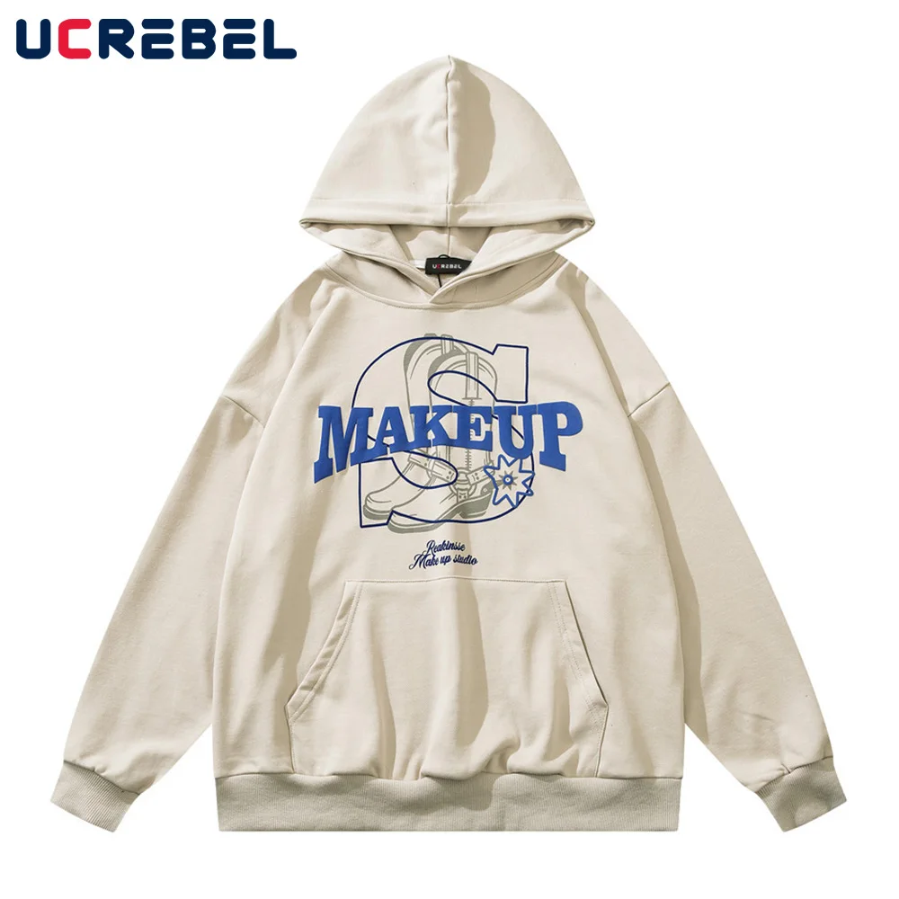 

Letter Embroidery Sweatshirts Mens High Street Autumn Casual Hoodies Streetwear Loose Pullover Men