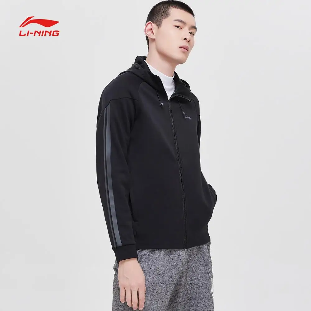 Li-Ning мужская Спортивная толстовка с капюшоном, Стандартная посадка, 63% полиэстер, 37% спандекс, Удобная подкладка, спортивный свитер для фитнеса, AWDP157 CJFM19