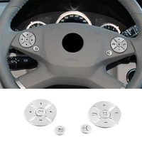 silver aluminum car steering wheel button switch sticker trim fit for mercedes benz glk 2009 12 car styling
