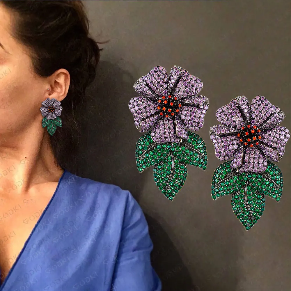 

Женские массивные серьги GODK, роскошные свадебные с кубическим Цирконом вечерние серьги из Дубая, ювелирные изделия для невесты