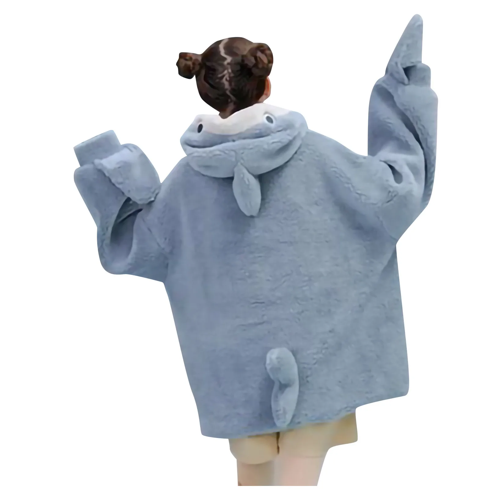 

JAYCOSIN Women Hoodies Fashion Shark Hooded Long Sleeve Sweatshirt Winter Warm Tops Oversized Wearable Sweatshirt With Pocket